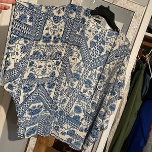 Blue and white loose fitting cardigan